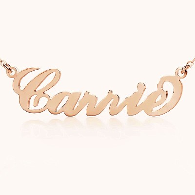 personalized Carrie Name Necklace 18ct Solid Rose Gold - Name My Jewelry ™