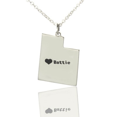 Utah State Necklaces With Heart  Name Silver - Name My Jewelry ™