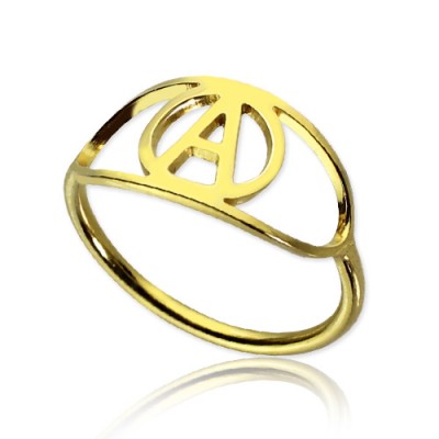 personalized Eye Rings with Initial 18ct Gold Plated - Name My Jewelry ™