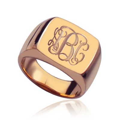Square Script Monogram Initial Ring Rose Gold - Name My Jewelry ™
