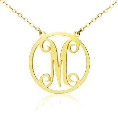 Solid Gold 18ct Single Initial Circle Monogram Necklace - Name My Jewelry ™