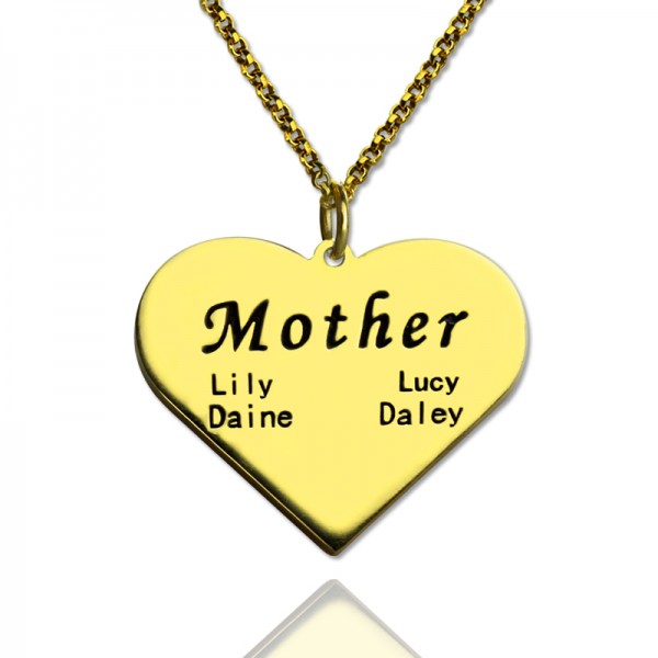 "Mother" Heart Family Names Necklace 18ct Gold Plated - Name My Jewelry ™