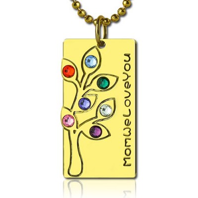 Mothers Birthstone Family Tree Necklace Sterling Silver  - Name My Jewelry ™