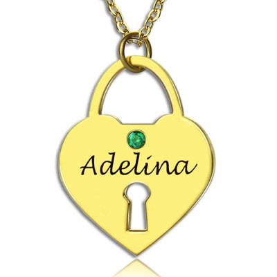 I Love You Heart Lock Keepsake Necklace With Name 18ct Gold Plated - Name My Jewelry ™