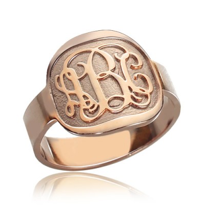 Engraved Round Monogram Ring Rose Gold - Name My Jewelry ™