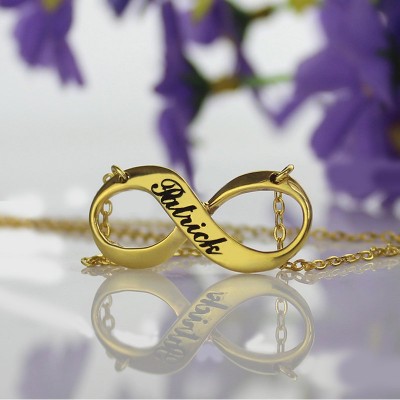 Infinity Symbol Jewelry Necklace Engraved Name 18ct Gold Plated - Name My Jewelry ™
