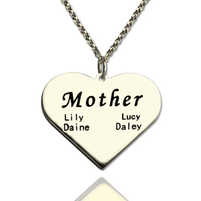 "Mother" Family Heart Necklace Sterling Silver - Name My Jewelry ™