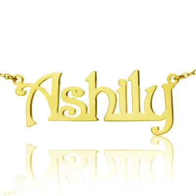 Solid Gold Harrington Font Name Necklace-18ct Gold Plated - Name My Jewelry ™