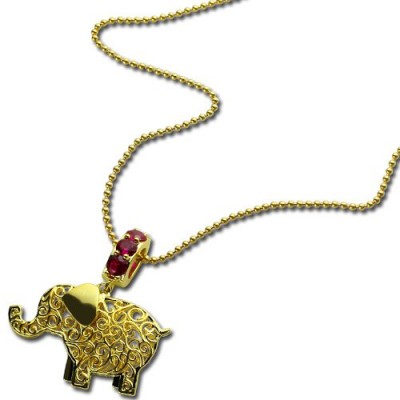 personalized Elephant Necklace with Name  Birthstone 18ct Gold Plated  - Name My Jewelry ™
