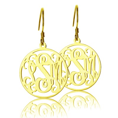 18ct Gold Plated personalized Circle Monogram Earring - Name My Jewelry ™