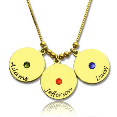 Mother's Disc and Birthstone Charm Necklace 18ct Gold Plated  - Name My Jewelry ™