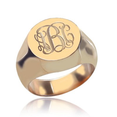 CIrcle Designs Signet Monogram Initial Ring Rose Gold - Name My Jewelry ™