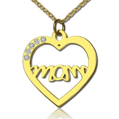Mothers Heart Necklace With Birthstone 18ct Gold Plated  - Name My Jewelry ™