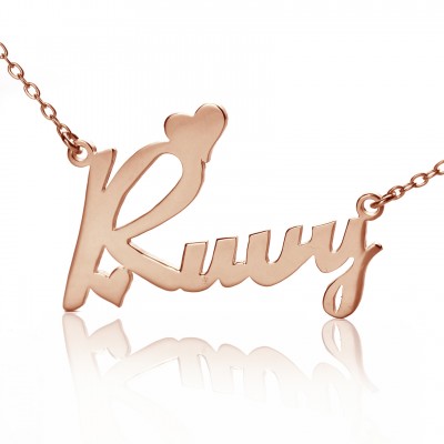 personalized 18ct Rose Gold Plated Fiolex Girls Fonts Heart Name Necklace - Name My Jewelry ™
