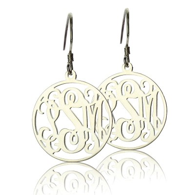 Circle Monogrammed Initial Earrings Sterling Silver - Name My Jewelry ™