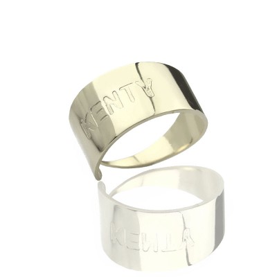 Engraved Name Cuff Rings Sterling Silver - Name My Jewelry ™
