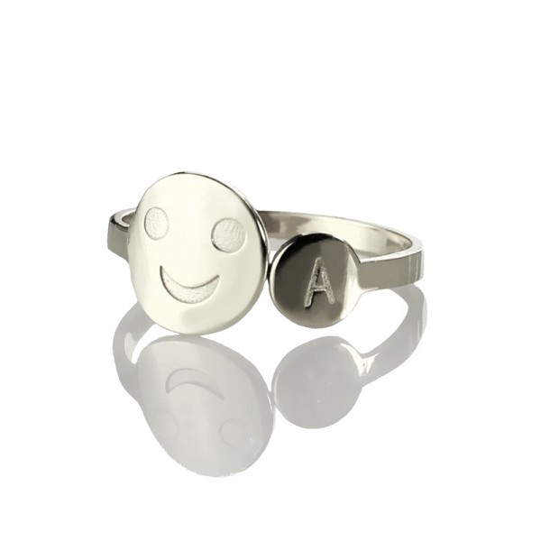 personalized Smile Ring with Initial Sterling Silver - Name My Jewelry ™