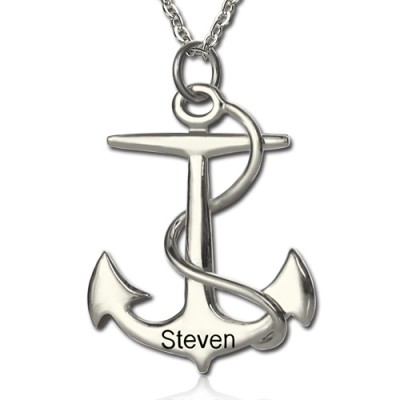 Anchor Necklace Charms Engraved Your Name Silver - Name My Jewelry ™