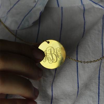 Disc Script Monogram Necklace 18ct Gold Plated - Name My Jewelry ™