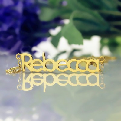 Nameplate Necklace 18ct Gold Plating "Rebecca" - Name My Jewelry ™