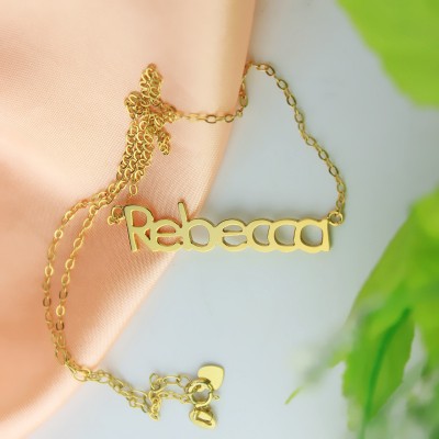 Nameplate Necklace 18ct Gold Plating "Rebecca" - Name My Jewelry ™