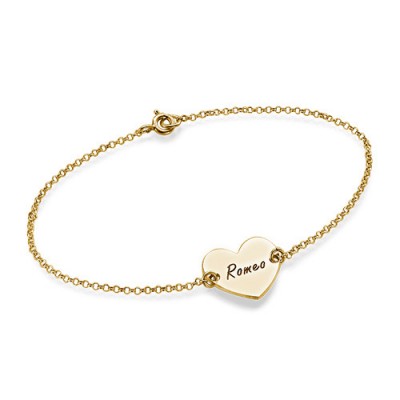 18ct Gold Plated Engraved Couples Heart Bracelet/Anklet - Name My Jewelry ™