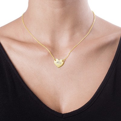 18ct Gold Plated Heart Necklace with Engraving - Name My Jewelry ™