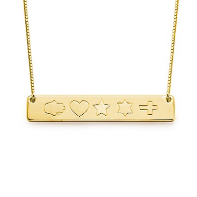 18ct Gold Plated Icon Bar Necklace - Name My Jewelry ™