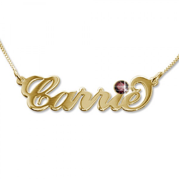 18ct Gold-Plated Carrie Swarovski Name Necklace - Name My Jewelry ™