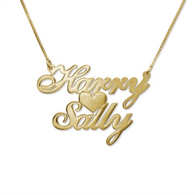 18ct Gold-Plated Silver Two Name Love Necklace - Name My Jewelry ™