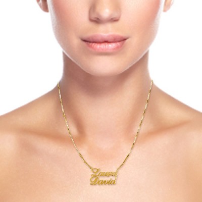 18ct Gold-Plated Silver Two Names Pendant Necklace - Name My Jewelry ™