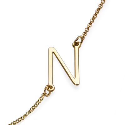 18ct Gold Plated Sideways Initial Necklace - Name My Jewelry ™