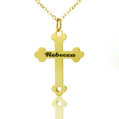 18ct Gold Plated 925 Silver Rebecca Font Cross Name Necklace - Name My Jewelry ™