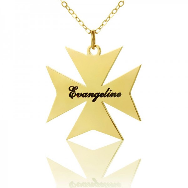 Gold Plated 925 Silver Maltese Cross Name Necklace - Name My Jewelry ™