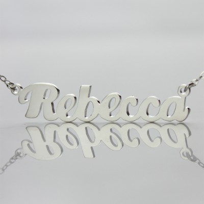 personalized 18ct White Gold Plated Puff Font Name Necklace - Name My Jewelry ™