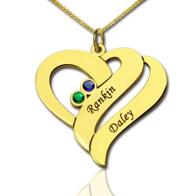 Two Hearts Forever One Love Necklace 18ct Gold Plated - Name My Jewelry ™