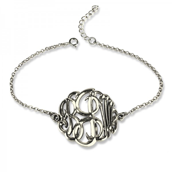 Sterling Silver Monogram Bracelet Hand-painted - Name My Jewelry ™