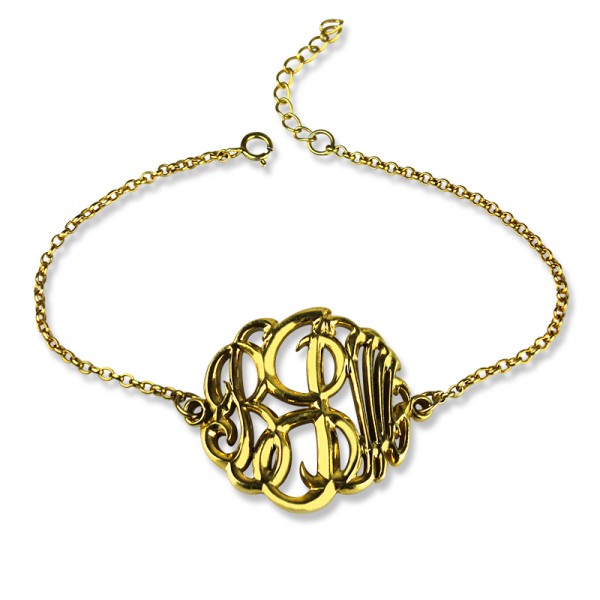 personalized Monogrammed Bracelet Hand-painted 18ct Gold Plated - Name My Jewelry ™