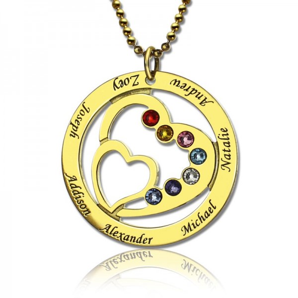 Heart in Heart Birthstone Name Necklace 18ct Gold Plated  - Name My Jewelry ™