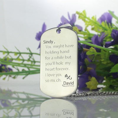 Man's Dog Tag Love and Family Theme Name Necklace - Name My Jewelry ™