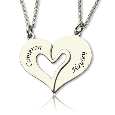 personalized Breakable Heart Name Necklace for Couples Silver - Name My Jewelry ™