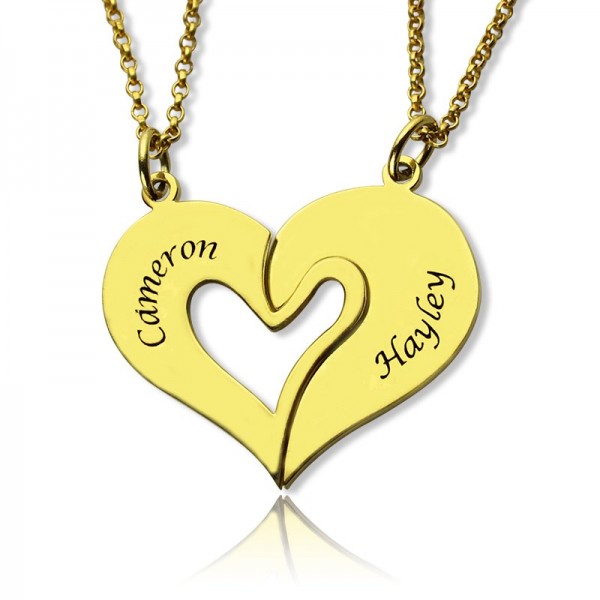 Double Name Heart Friend Necklace Couple Necklace Set 18ct Gold Plated - Name My Jewelry ™