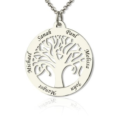 Tree Of Life Necklace Engraved Names in Silver - Name My Jewelry ™