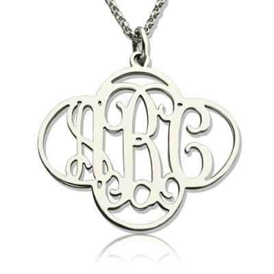 personalized Cut Out Clover Monogram Necklace Sterling Silver - Name My Jewelry ™
