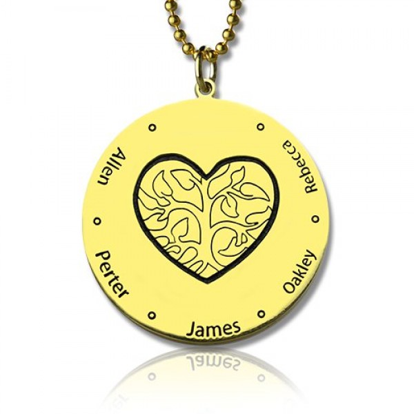 Heart Family Tree Necklace in 18ct Gold Plating - Name My Jewelry ™