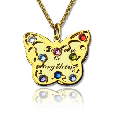 Birthstone Butterfly Necklace 18ct Gold Plated  - Name My Jewelry ™
