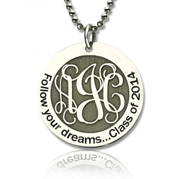 personalized Class Graduation Monogram Necklace Sterling Silver - Name My Jewelry ™