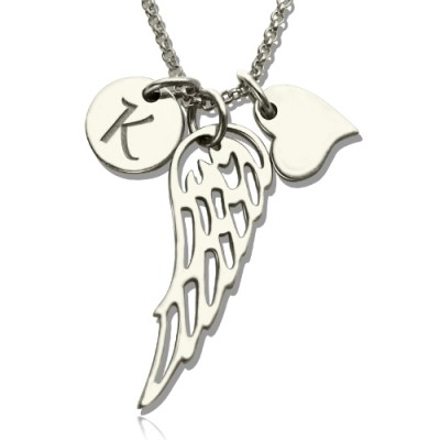 Girls Angel Wing Necklace Gifts With Heart  Initial Charm - Name My Jewelry ™