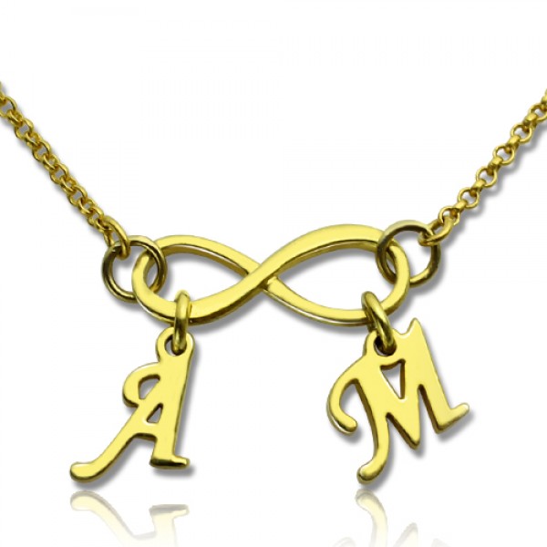 Infinity Pendant Double Initial 18ct Gold Plated - Name My Jewelry ™
