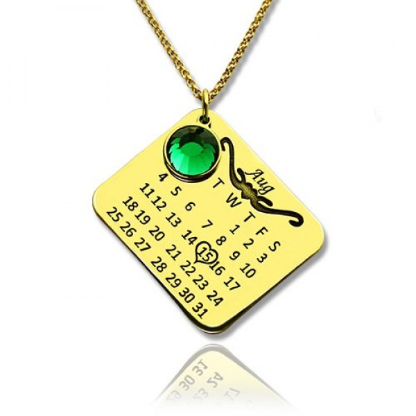 Birth Day Gifts - Birthday Calendar Necklace 18ct Gold Plated - Name My Jewelry ™